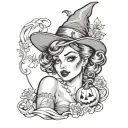 halloween pinup girl tattoo design idea