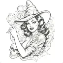 halloween pinup girl tattoo design idea