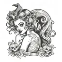 halloween pinup girl tattoo design idea