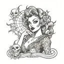 halloween pinup girl tattoo design idea