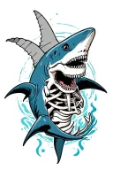 Skeleton shark tattoo design idea