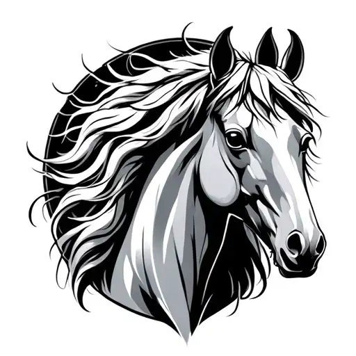Horse Head and cancer zodiac sign tattoo design idea