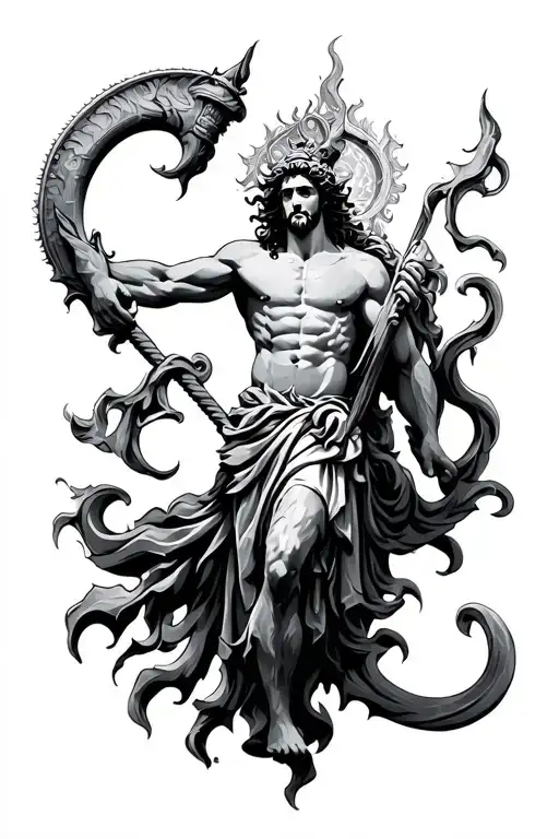 poseidon god tattoo design idea