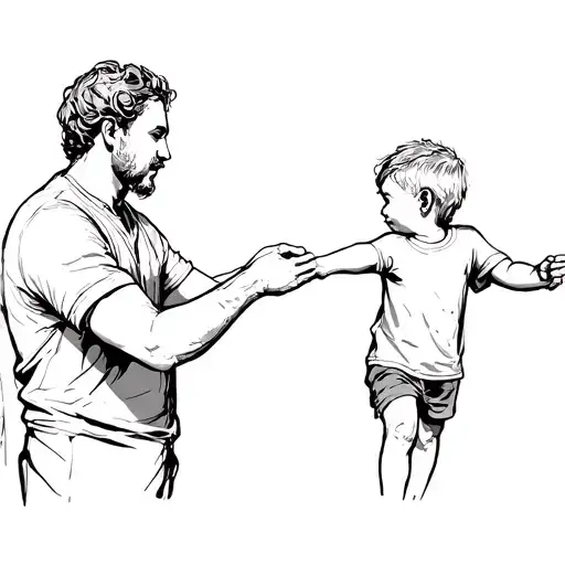father holding hands with his son tattoo design idea
