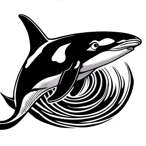 orca diving tattoo design idea