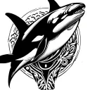 orca diving tattoo design idea