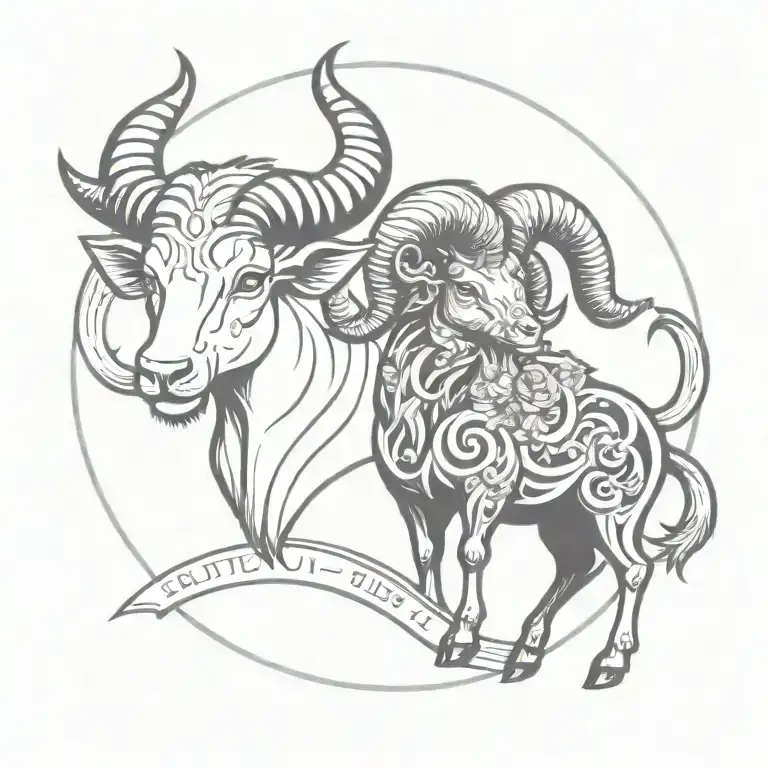 aries and taurus together Sun tattoo design idea
