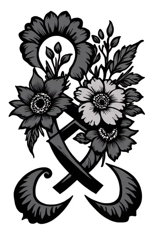 sexual assault symbol with flowers tattoo design idea