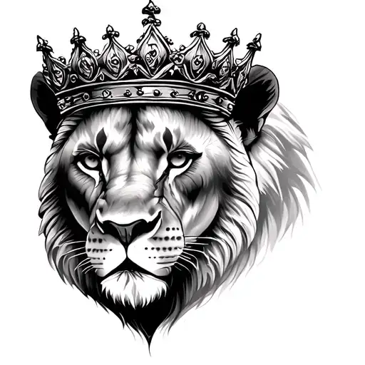 Queen lioness wearing a crown tattoo design idea