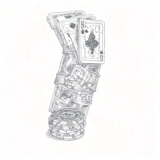 a drawing of a poker game Dominos  chess money tattoo design idea