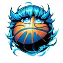 Blue Eye Anime Style and a basketball ball tattoo design idea