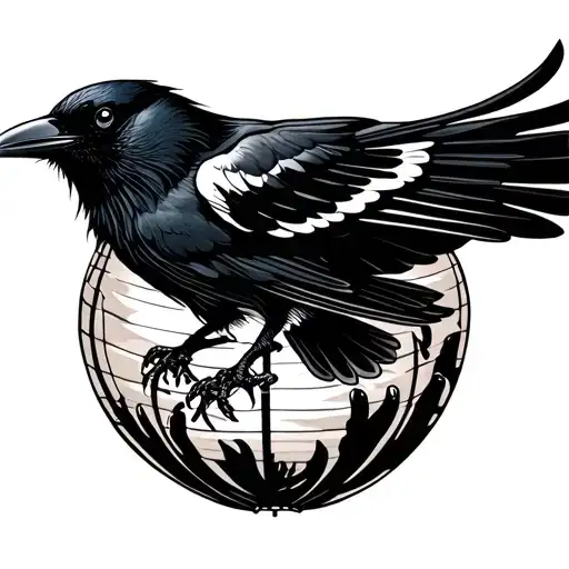 "A crow flying at night holding a lit Japanese lantern in its beak tattoo design idea