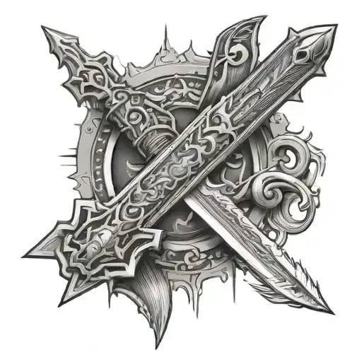 buster sword surrounded by lifestream tattoo design idea
