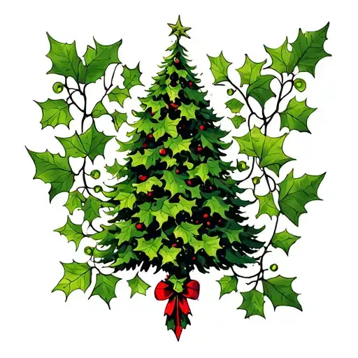 Christmas tree Ivy tattoo design idea