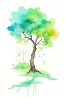 tree artistic brushes and splashes of paint. tattoo design idea