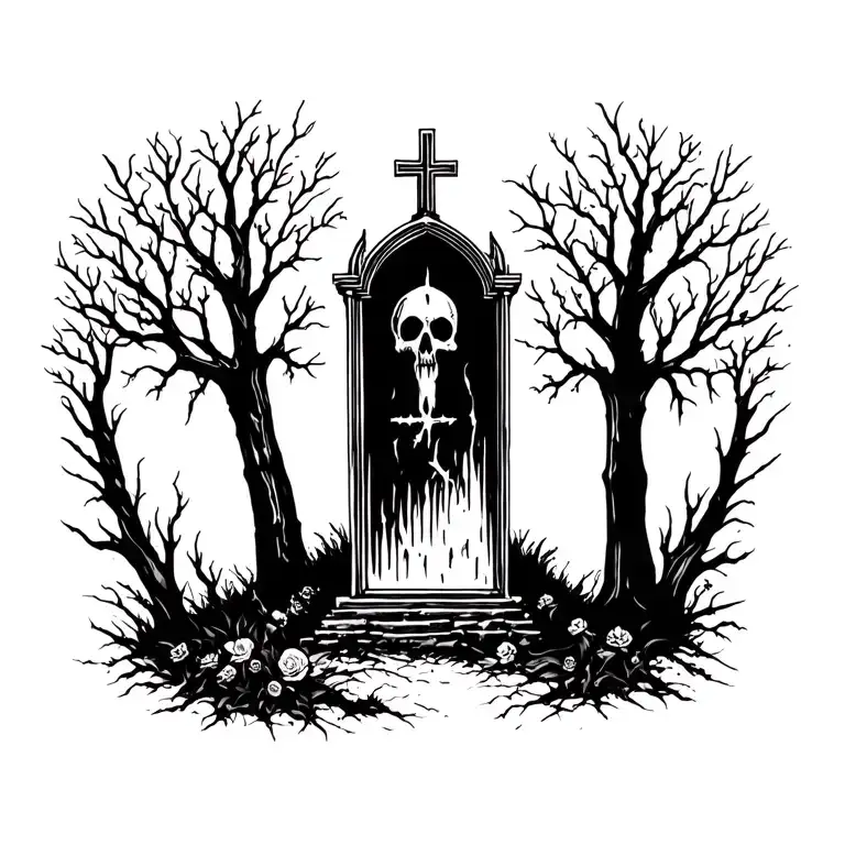 grave yard tattoo design idea
