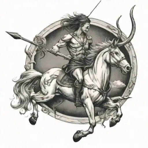 Sagittarius centaur shooting arrow tattoo design idea