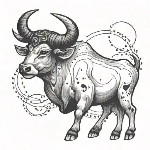 Taurus zodiac symbol constellation intertwined tattoo design idea