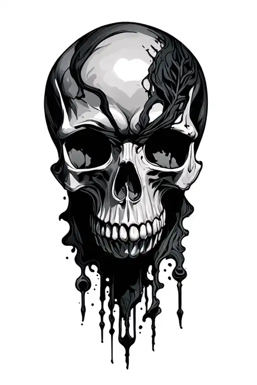 Skull Mysterious and Dark tattoo design idea