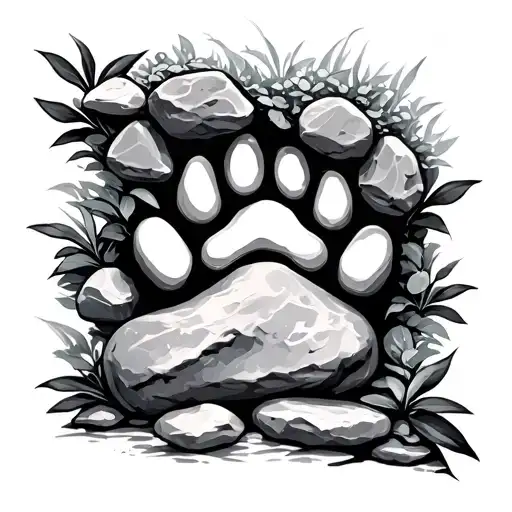 zen garden rocks hidden paw print tattoo design idea