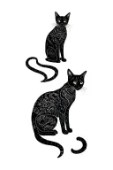 Three black cats intertwined tattoo design idea