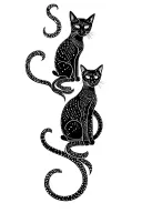 Three black cats intertwined tattoo design idea