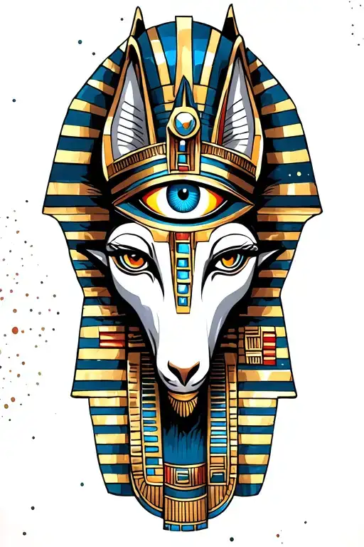egyptian and inka theme With in Space  with gothic Anubis and all seeing eye Tattoo tattoo design idea