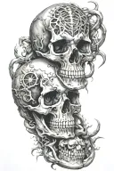 skulls and scorpions intertwined within tattoo design idea