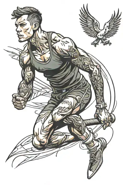track and field athlete tattoo design idea