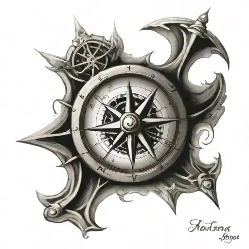 nautical compass tattoo design idea