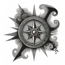 nautical compass tattoo design idea