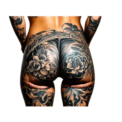 Buttocks tattoo design idea