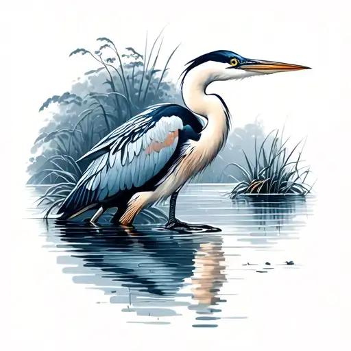 blue heron and egret tattoo design idea