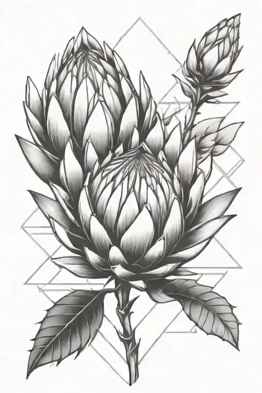king protea flower tattoo design idea