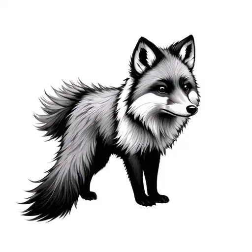 Femboy furry arctic fox  tattoo design idea