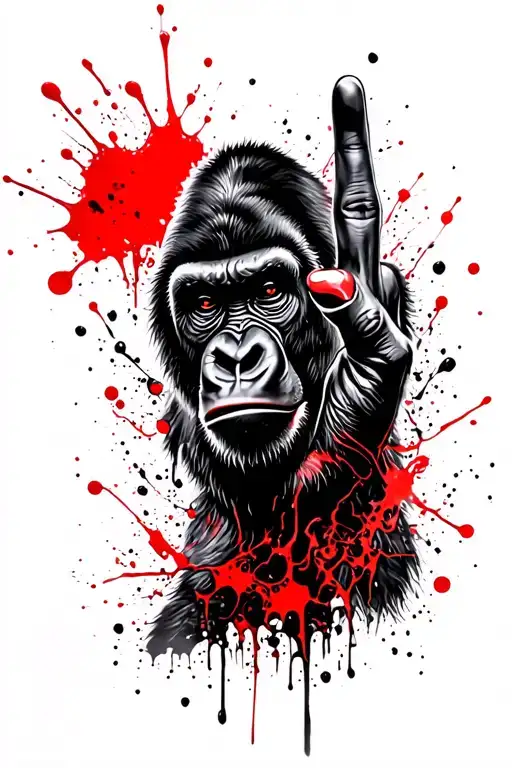 gorilla, middle finger tattoo design idea
