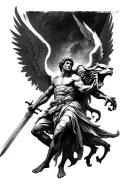 st Michael archangel with a sword slaying a demon tattoo design idea