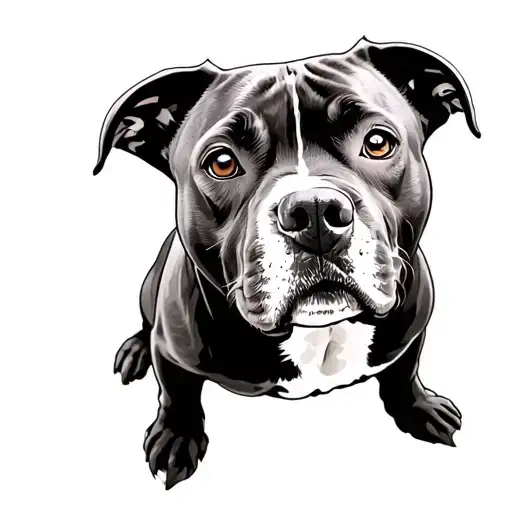 staffy dog breed tattoo design idea