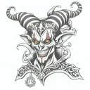 evil jester tattoo design idea