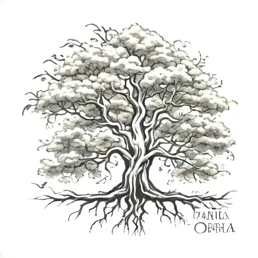Tree that represent family as well as incorporating the Latin phrase "Familia supra omnia tattoo design idea