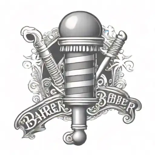 barber pole "BigG the barber" tattoo design idea
