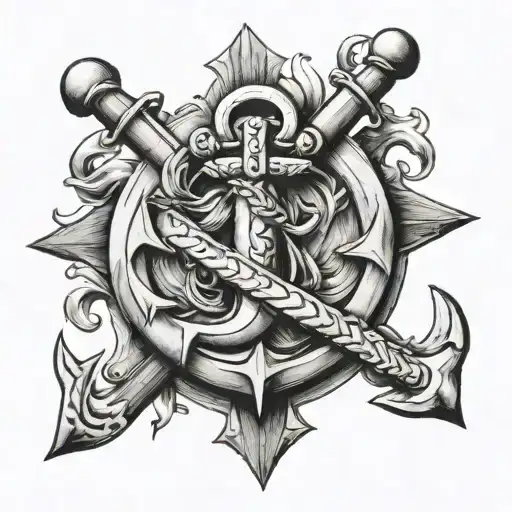 number 3 anchor tattoo design idea