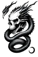 skull dragon snake tattoo design idea