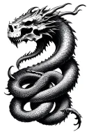 skull dragon snake tattoo design idea