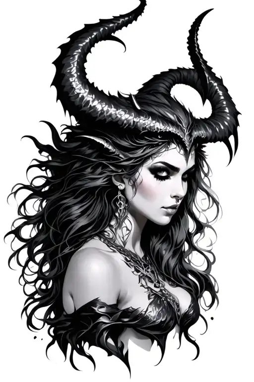 female demon tattoo design idea