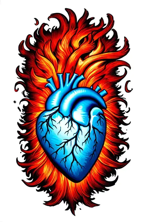  The image can represent a person with a sensitive and soft heart (the blue heart), whose emotions are fiercely guarded  tattoo design idea