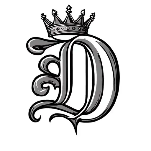the letter d with a crown tattoo design idea