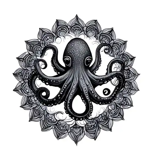 octopus mandalas tattoo design idea