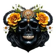 the golden ratio and Devine black earthy god with Mexican skulls  tattoo design idea