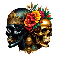 the golden ratio and Devine black earthy god with Mexican skulls  tattoo design idea